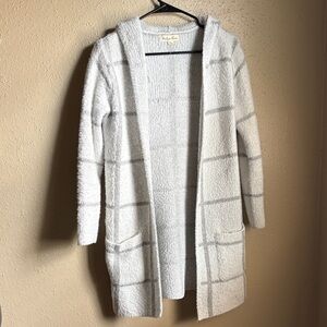 Elegant Heather Gray Hooded Cardigan